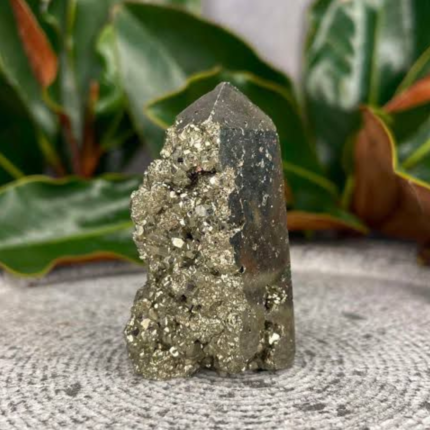 Pyrite commonly forms cuboid crystals which are visible with this specimen. Pyrite is an iron sulfide mineral with a metallic luster. Also known as Iron Pyrite or Fools Gold, Pyrite is a fortunate stone imparting favorable business transactions and boosting self worth and positive energy. ✨